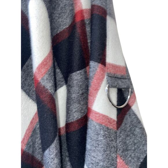 3.1 PHILLIP LIM Poncho Sweater Size 8 Wool Blend Plaid Black White Red - Picture 4 of 11
